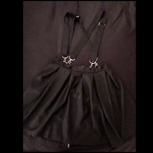 Black pleated skirt overalls